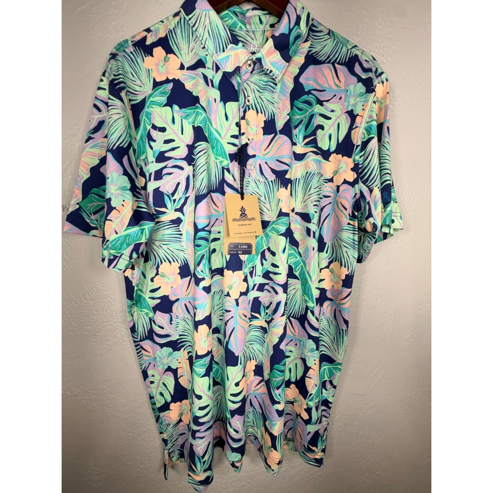 Chubbies Mens The Night Fauna Performance Polo 2.0 Tropical Floral XL 582241-135